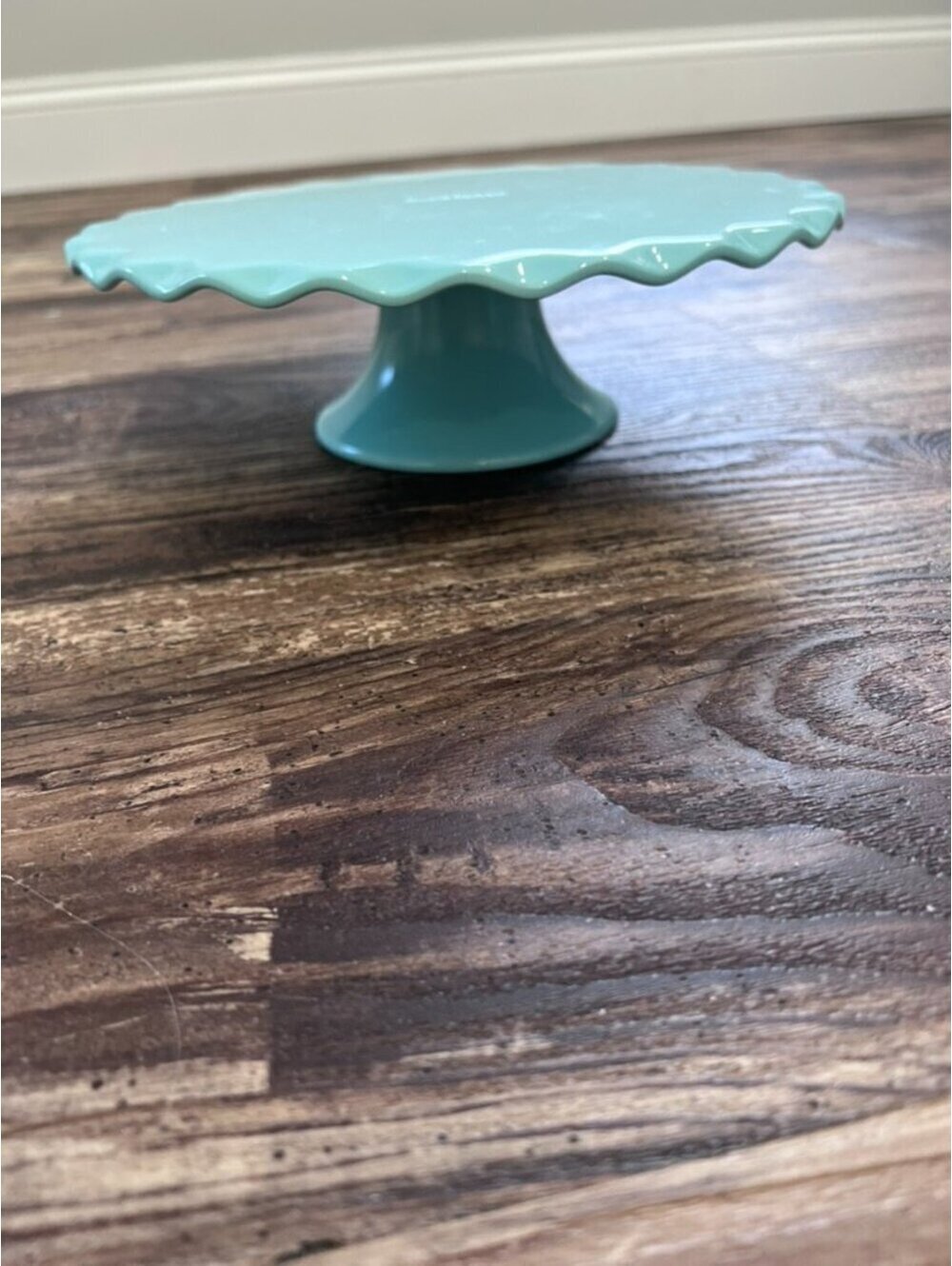 Susie Cakes Aqua Scalloped Cake Stand Pedestal | Aqua Dessert Display
